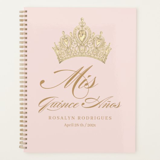 Pink Gold Mis Quince Anos Planner (Voorkant)