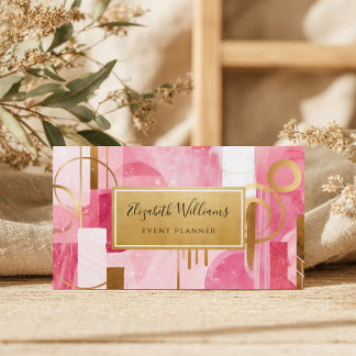 Pink Gold Modern Abstract Business Cards Visitekaartje