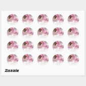 Pink & Gold Modern Floral Weddenschap Birthday Par Ronde Sticker (Vel)