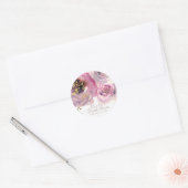 Pink & Gold Modern Floral Weddenschap Birthday Par Ronde Sticker (Envelop)