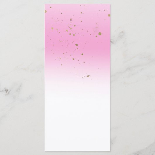 Pink Gold Modern Glam Confetti Party Weddenschap M Menu (Achterkant)