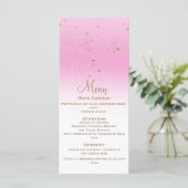 Pink Gold Modern Glam Confetti Party Weddenschap M Menu (Staand voorkant)