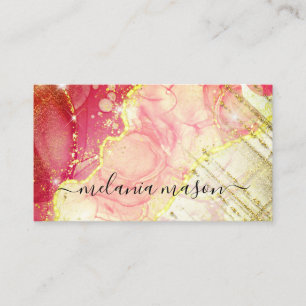 Pink Gold Modern Liquid Waterverf Alcohol Ink Art Visitekaartje