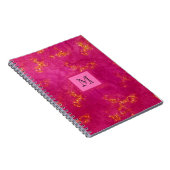 Pink Gold Monogram Girly Pattern Trendy Initiaal Notitieboek (Rechterzijde)