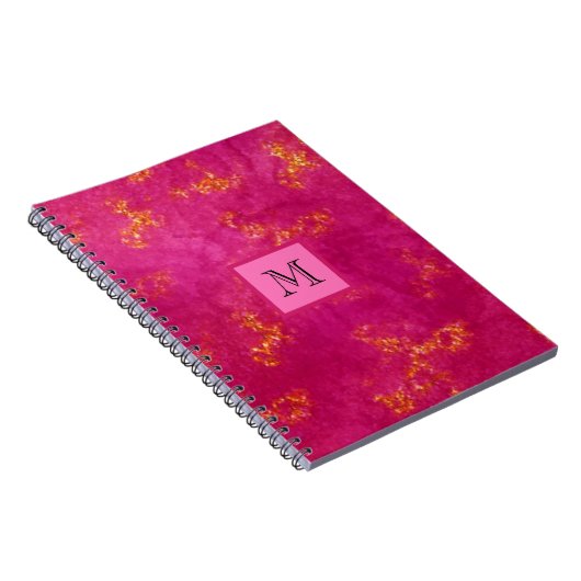 Pink Gold Monogram Girly Pattern Trendy Initiaal Notitieboek (Rechterzijde)