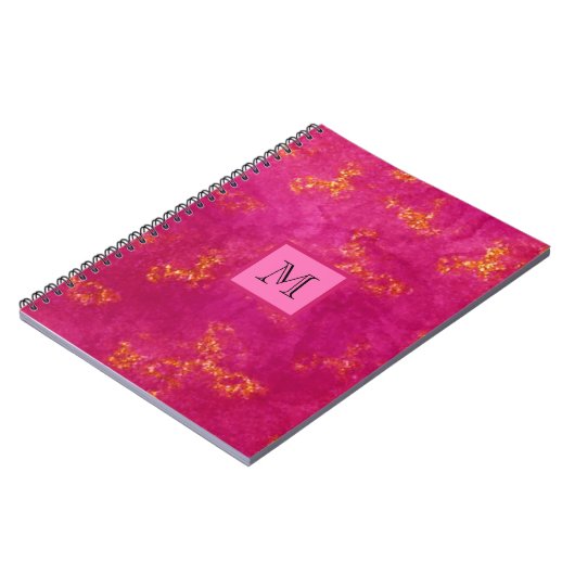 Pink Gold Monogram Girly Pattern Trendy Initiaal Notitieboek (Linkerzijde)