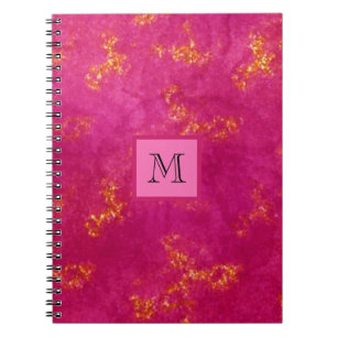 Pink Gold Monogram Girly Pattern Trendy Initiaal Notitieboek