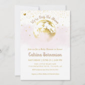 Pink Gold Moon and Stars Celestial Baby shower Kaart (Voorkant)