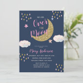 Pink Gold Moon Baby shower Kaart (Staand voorkant)