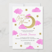Pink Gold Moon & Stars Baby shower Uitnodiging (Voorkant)