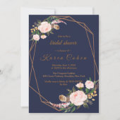 Pink Gold Navy Boho Chic Floral Vrijgezellenfeest Kaart (Voorkant)