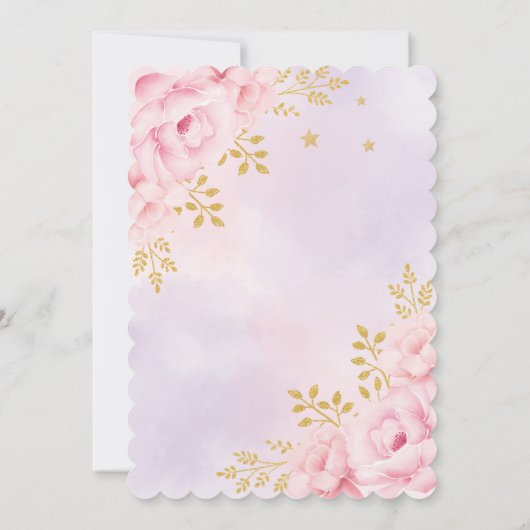 Pink Gold Nutcracker Party Winter Floral Birthday Kaart (Achterkant)