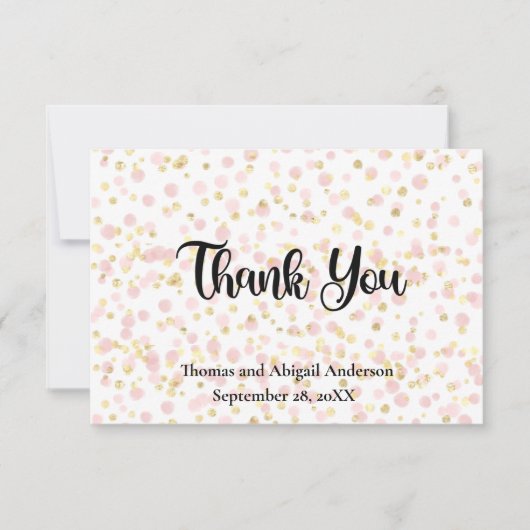 Pink Gold Overlay Wedding Bedankkaart (Voorkant)