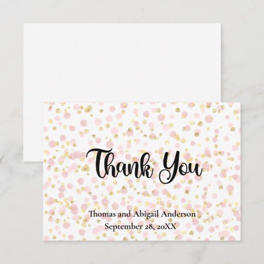 Pink Gold Overlay Wedding Bedankkaart (Voorkant / Achterkant)