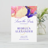 Pink Gold Paars Agate Wedding Save The Date (Staand voorkant)