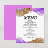 Pink Gold Paarse inkt flat-menukaart (Voorkant / Achterkant)