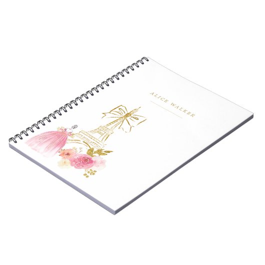 Pink Gold Parisian Chic Monogram Notitieboek (Linkerzijde)
