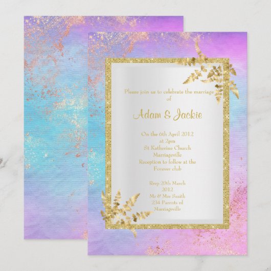 PINK GOLD Pastel Marble ELEGANT CLASSY WEDDING Kaart (Voorkant / Achterkant)