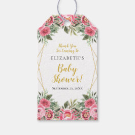 Pink Gold Peonies Baby shower Favor Cadeaulabel