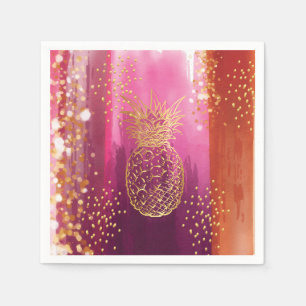 Pink Gold Pineappel Glitter Servet