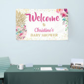 Pink Gold Pineapple Floral Baby shower Banner (Beurs)