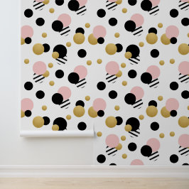 Pink Gold Polka Dot Behang