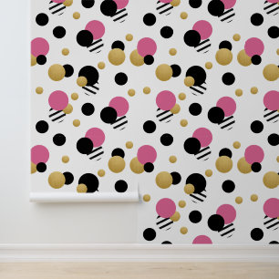 Pink Gold Polka Dot Behang