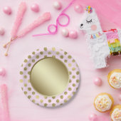 Pink Gold Polka Dot Verjaardagsfeestje Papieren Bordje (Feest)