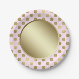 Pink Gold Polka Dot Verjaardagsfeestje Papieren Bordje