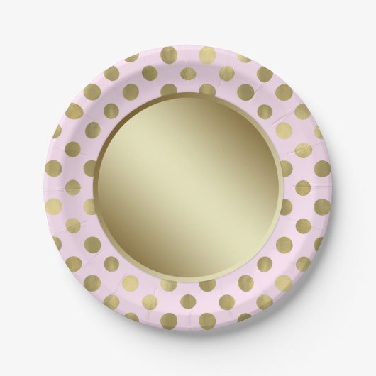 Pink Gold Polka Dot Verjaardagsfeestje Papieren Bordje (Voorkant)