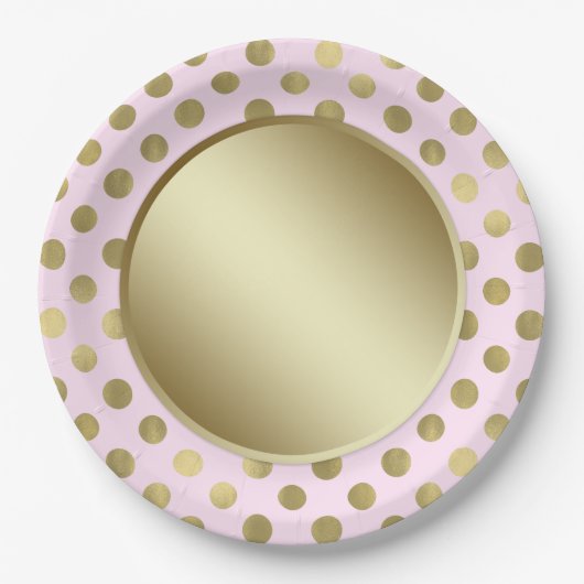 Pink Gold Polka Dot Verjaardagsfeestje Papieren Bordje (Voorkant)