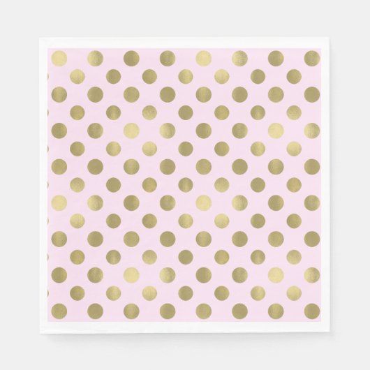 Pink Gold Polka Dot Verjaardagsfeestje Servet (Voorkant)