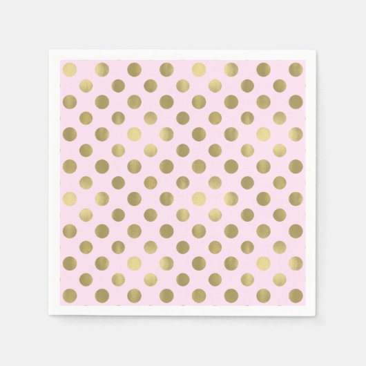 Pink Gold Polka Dot Verjaardagsfeestje Servetten (Voorkant)