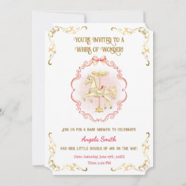 Pink & Gold Pony Dreams-Baby shower Uitnodiging