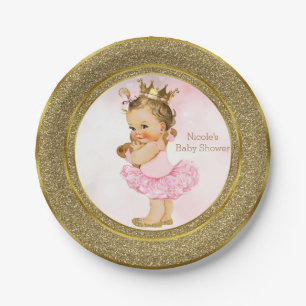 Pink Gold Princess  Baby Girl Shower Party Papieren Bordje