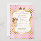 Pink & Gold Princess  Baby Girl Stippen Kaart (Voorkant)
