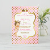 Pink & Gold Princess  Baby Girl Stippen Kaart (Staand voorkant)