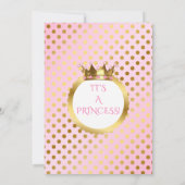 Pink & Gold Princess  Baby Girl Stippen Kaart (Achterkant)