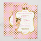 Pink & Gold Princess  Baby Girl Stippen Kaart (Voorkant / Achterkant)