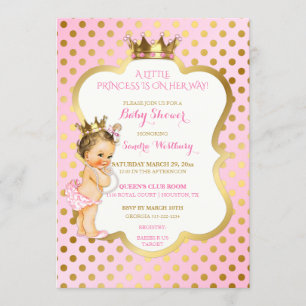 Pink & Gold Princess  Baby Girl Stippen Kaart