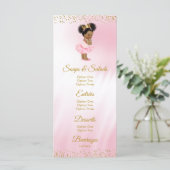 Pink Gold Princess Baby shower Menu (Staand voorkant)