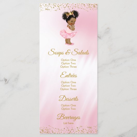Pink Gold Princess Baby shower Menu (Voorkant)
