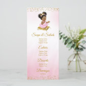 Pink Gold Princess Baby shower Menu's (Staand voorkant)