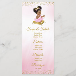 Pink Gold Princess Baby shower Menu's