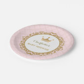 Pink Gold Princess Baby shower Party 7-inch Bord (Gekanteld)