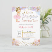 Pink Gold Princess Baby shower uitnodiging (Staand voorkant)