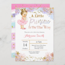 Pink Gold Princess Baby shower uitnodiging