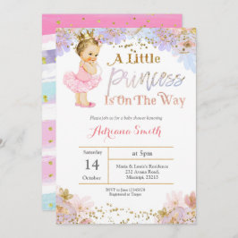 Pink Gold Princess Baby shower uitnodiging