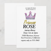 Pink & Gold princess birthday invitation Kaart (Voorkant / Achterkant)