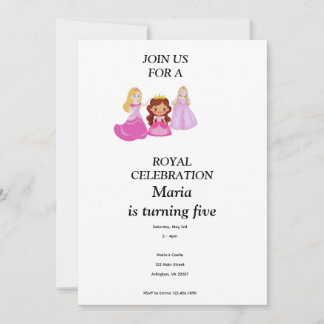 Pink & Gold princess birthday invitation Kaart